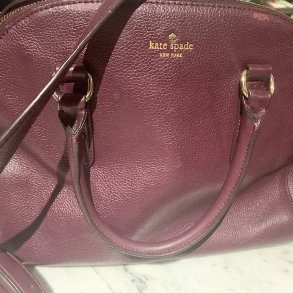 Burgundy/purple Kate Spade leather handbag - Picture 1 of 6